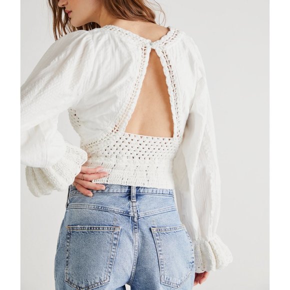 🎉LAST CHANCE🎉 NWT Free People Megan Crochet Top / Ivory - Picture 2 of 7